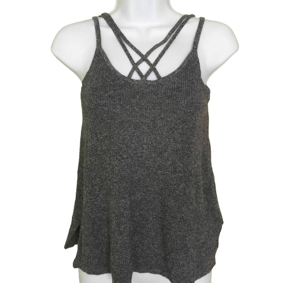 American Eagle Outfitters Soft Warm Gray Knit Tank Top Women Size S Petite - Picture 1 of 7